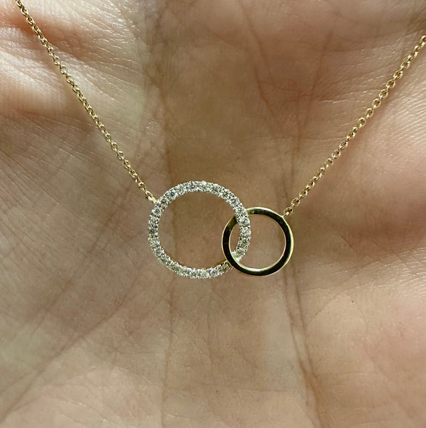 Diamond double orders circle necklace